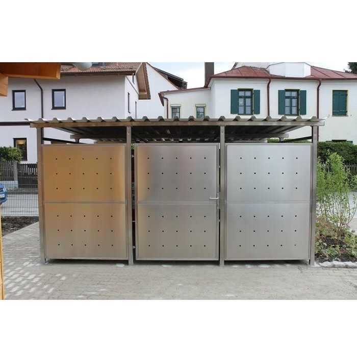 Fahrradabstellanlagen Fahrradhaus BikeStop H6 Edelstahl L400 cm x T265 cm