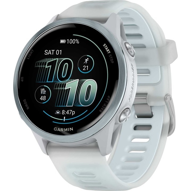 Garmin Forerunner 570 Sportuhren GPS Smartwatch - 42mm - Steinweiss/Cloud Blue
