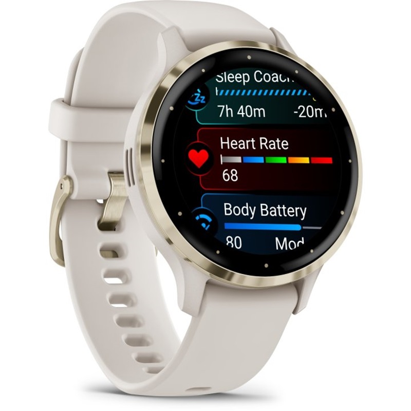 Garmin Venu Sportuhren 3S GPS Smartwatch - elfenbein/softgold