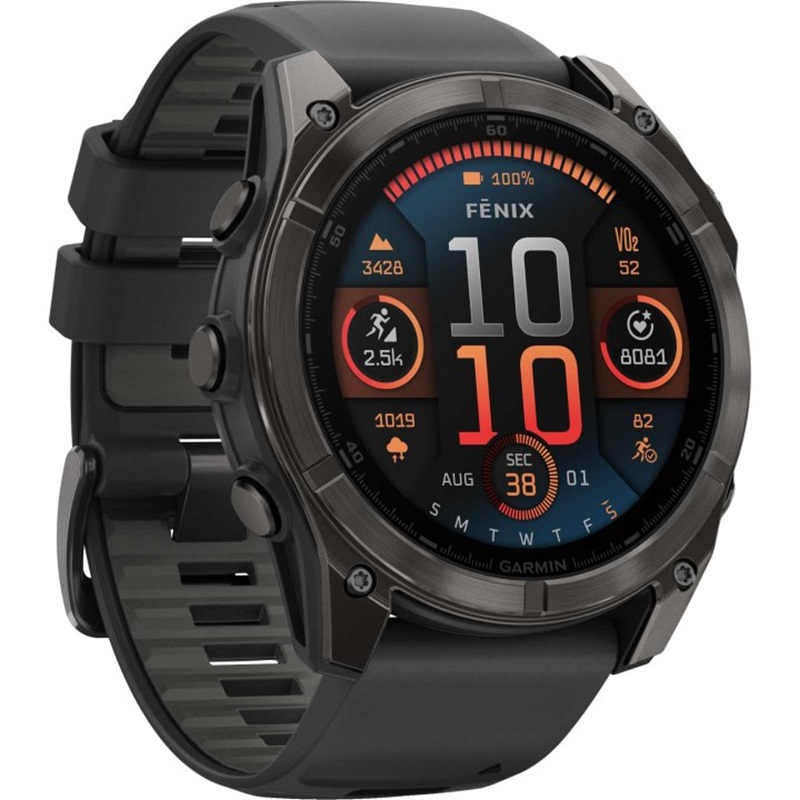 Garmin fenix 8 Sportuhren AMOLED Sapphire GPS Smartwatch - 51mm - Schwarz/Carbongrau DLC Titan